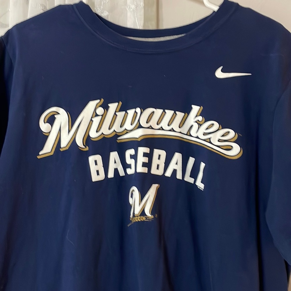 Milwaukee Brewers Mens T-shirt Large Nike